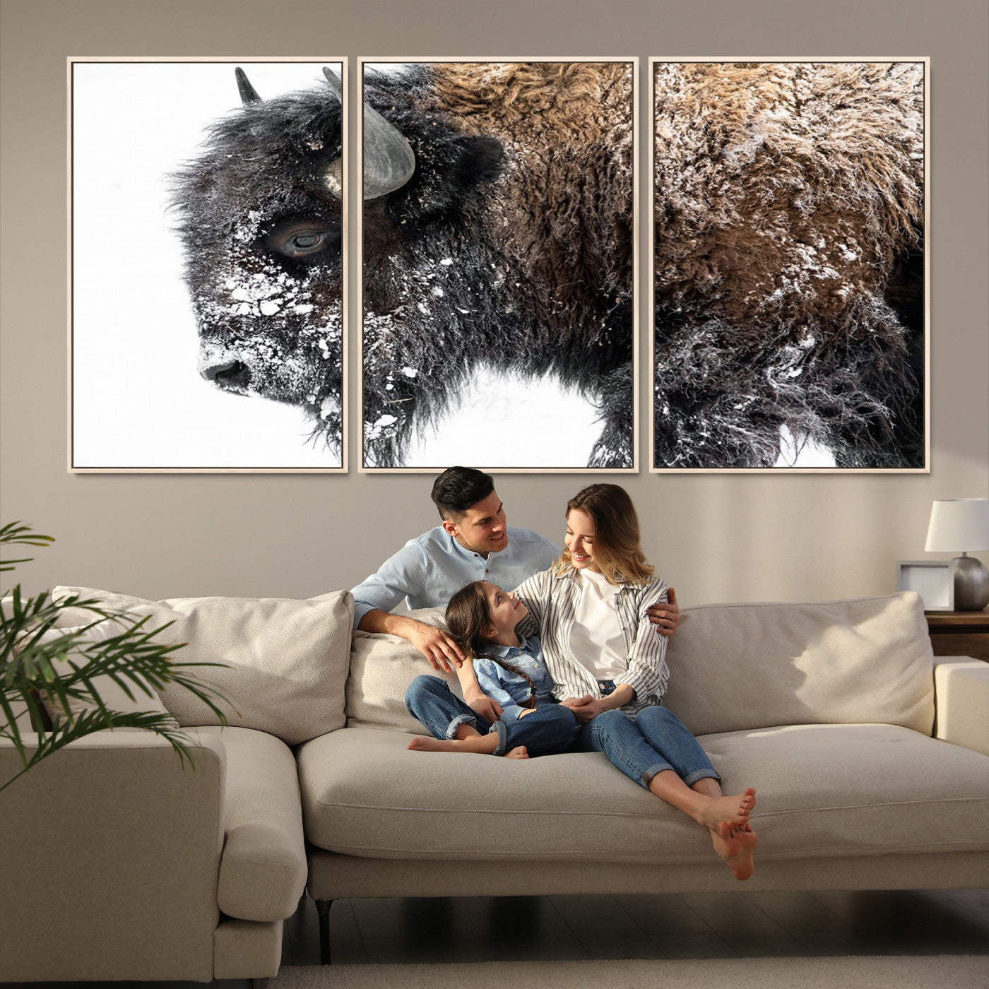 24304-MGV-CV-36X24-American Bison Wall Art Print | Buffalo Canvas Wall Art | Framed and Ready to Hang Bison Print for Living Room or Office