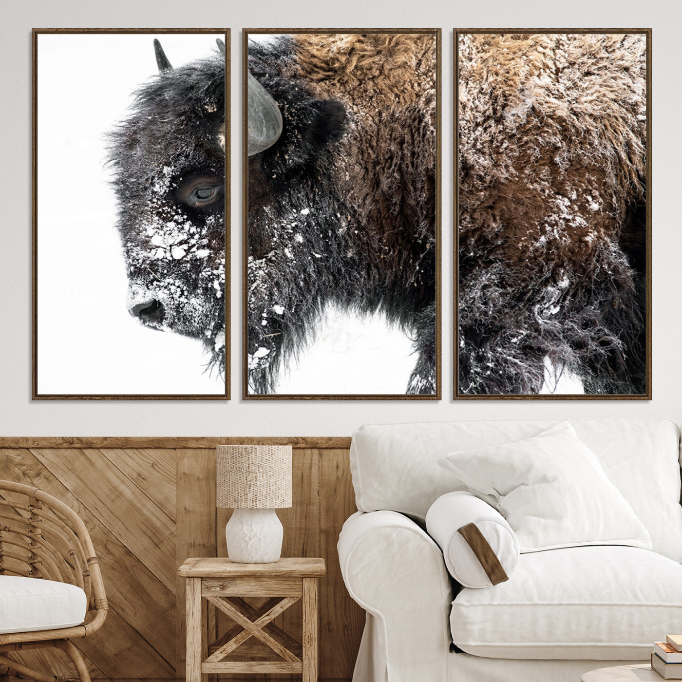 24304-MGV-CV-36X24-American Bison Wall Art Print | Buffalo Canvas Wall Art | Framed and Ready to Hang Bison Print for Living Room or Office