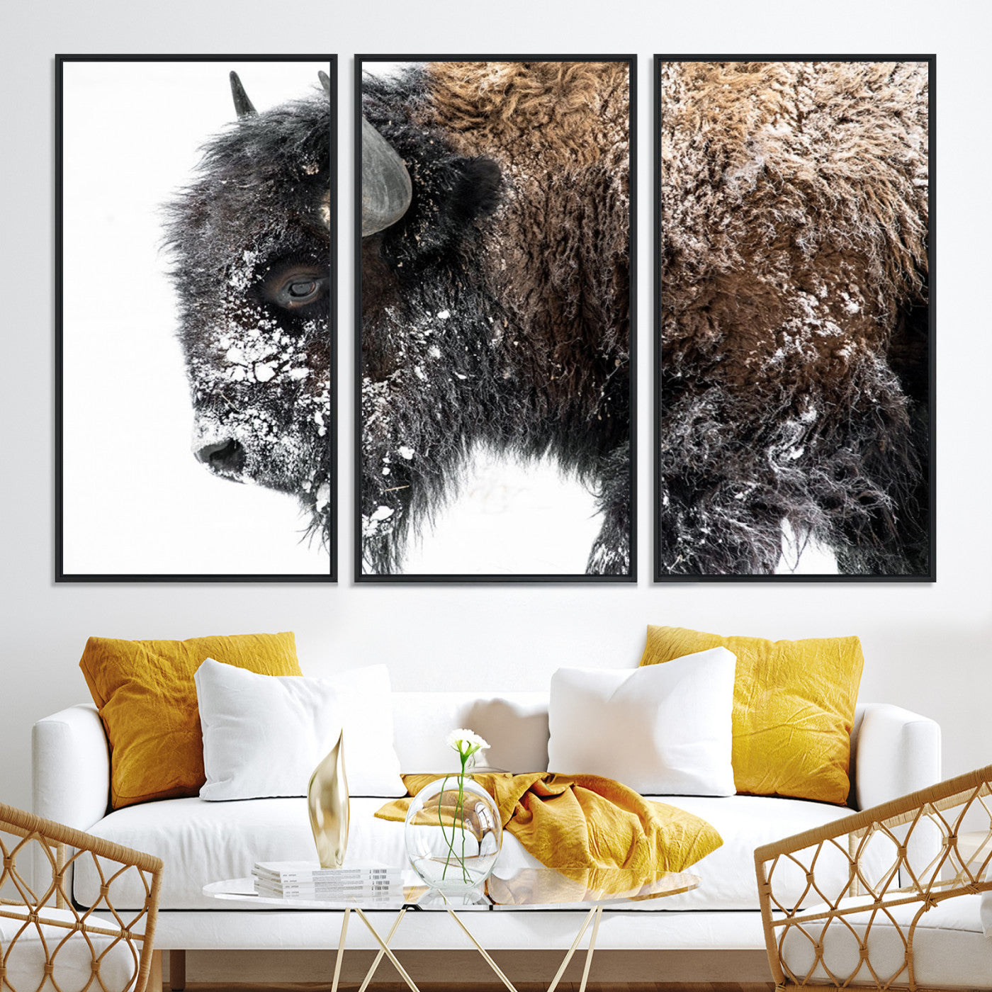 24304-MGV-CV-36X24-American Bison Wall Art Print | Buffalo Canvas Wall Art | Framed and Ready to Hang Bison Print for Living Room or Office