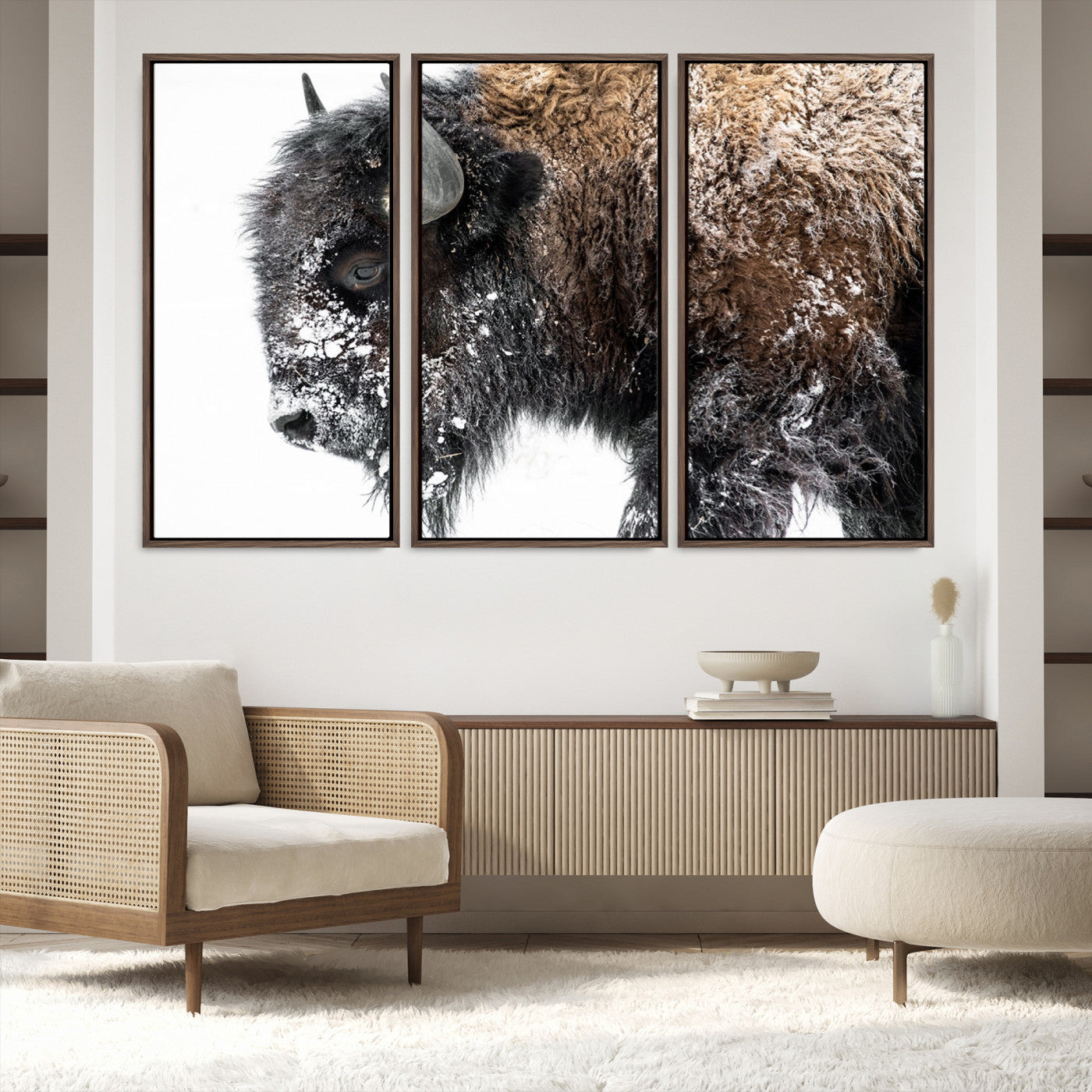 24304-MGV-CV-36X24-American Bison Wall Art Print | Buffalo Canvas Wall Art | Framed and Ready to Hang Bison Print for Living Room or Office