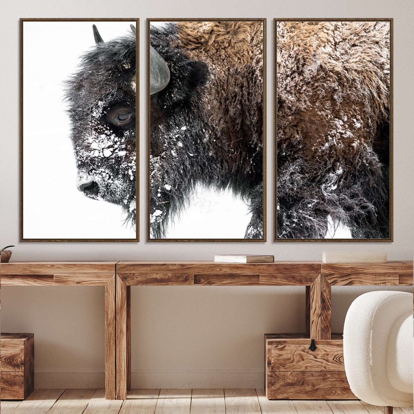 24304-MGV-CV-36X24-American Bison Wall Art Print | Buffalo Canvas Wall Art | Framed and Ready to Hang Bison Print for Living Room or Office