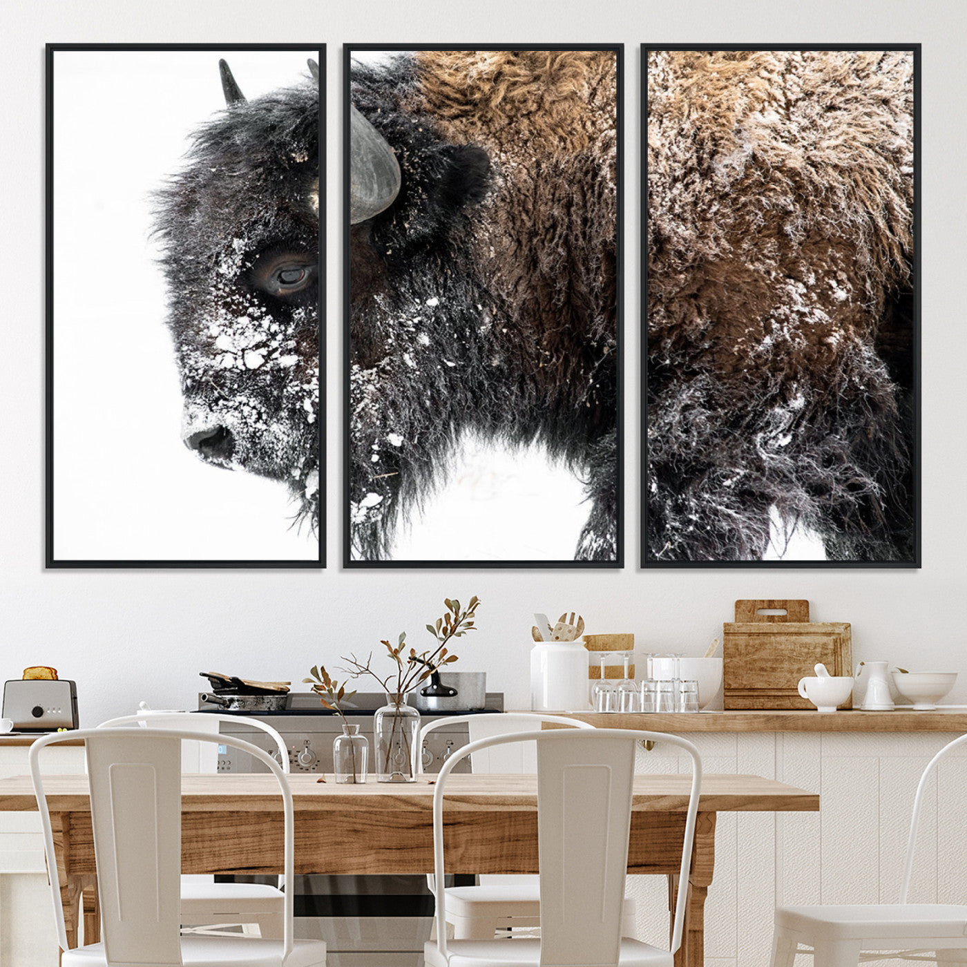 American Bison Wall Art Print | Buffalo Canvas Wall Art | Framed and Ready to Hang Bison Print for Living Room or Office