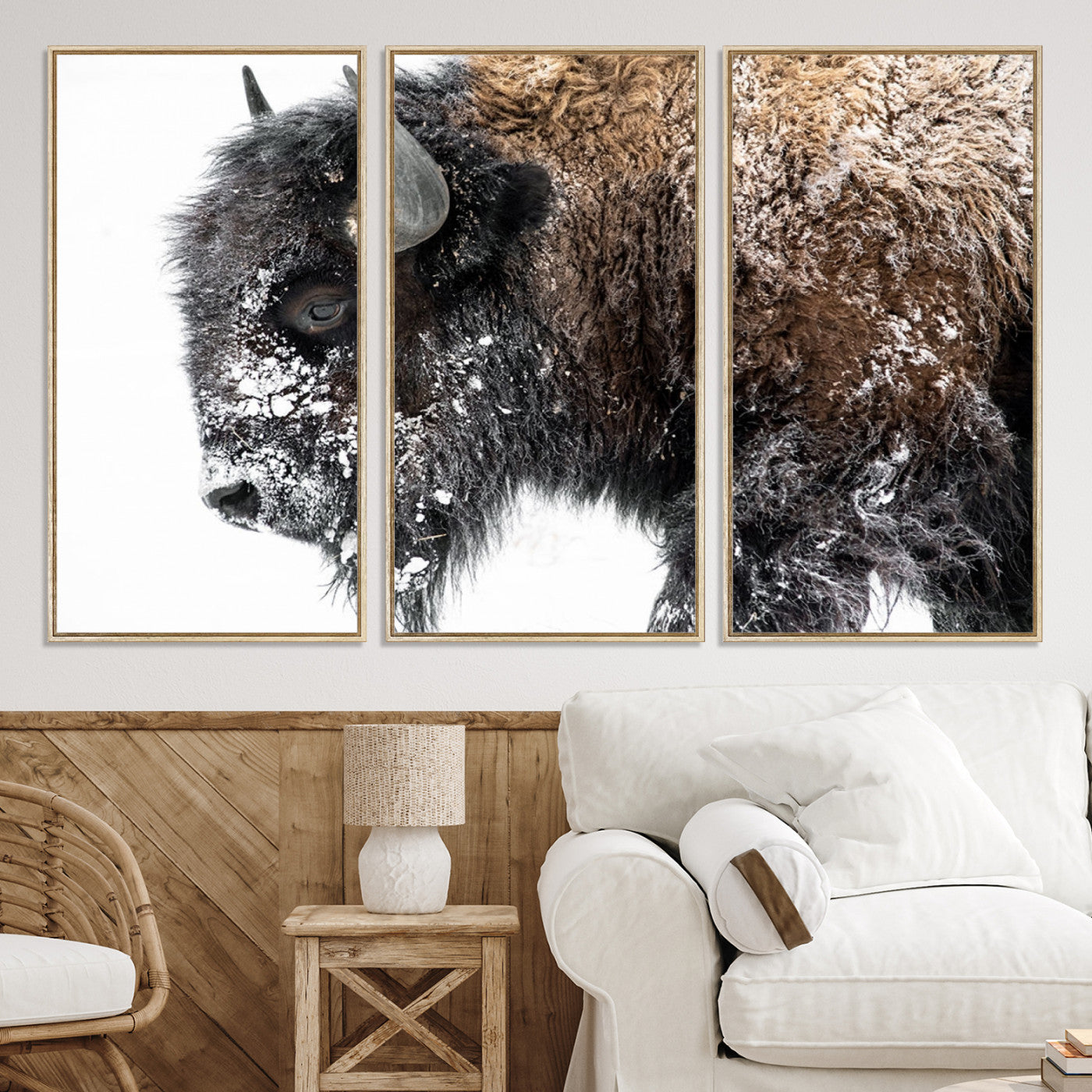 American Bison Wall Art Print | Buffalo Canvas Wall Art | Framed and Ready to Hang Bison Print for Living Room or Office