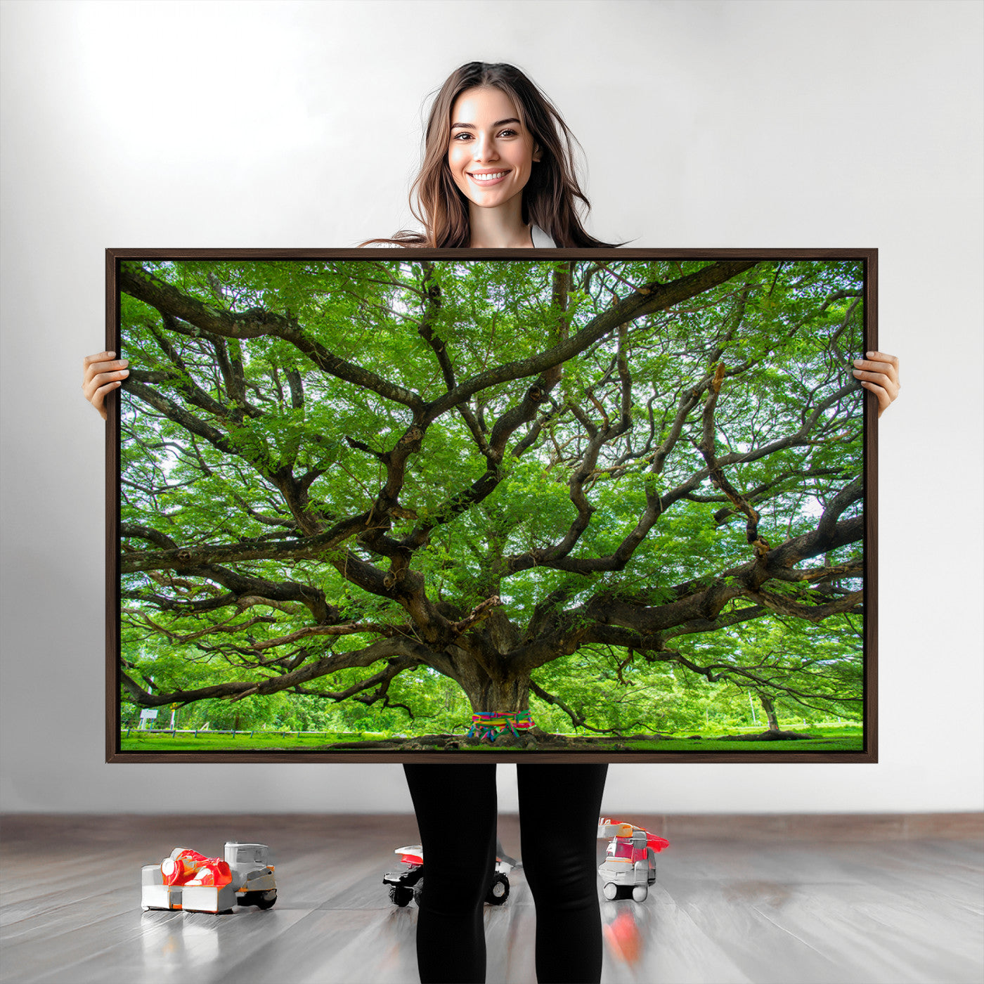 Angel Oak Tree Wall Art Canvas Print – Majestic Tree Landscape, Nature-Inspired Rustic Woodland Decor, Framed Artwork for Home, Office