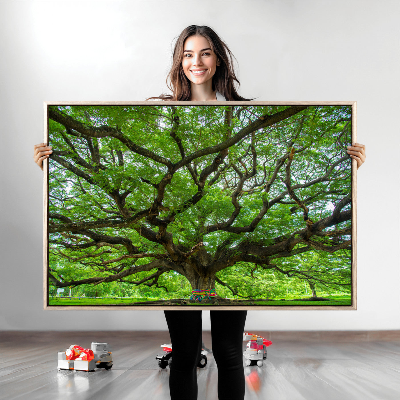 Angel Oak Tree Wall Art Canvas Print – Majestic Tree Landscape, Nature-Inspired Rustic Woodland Decor, Framed Artwork for Home, Office