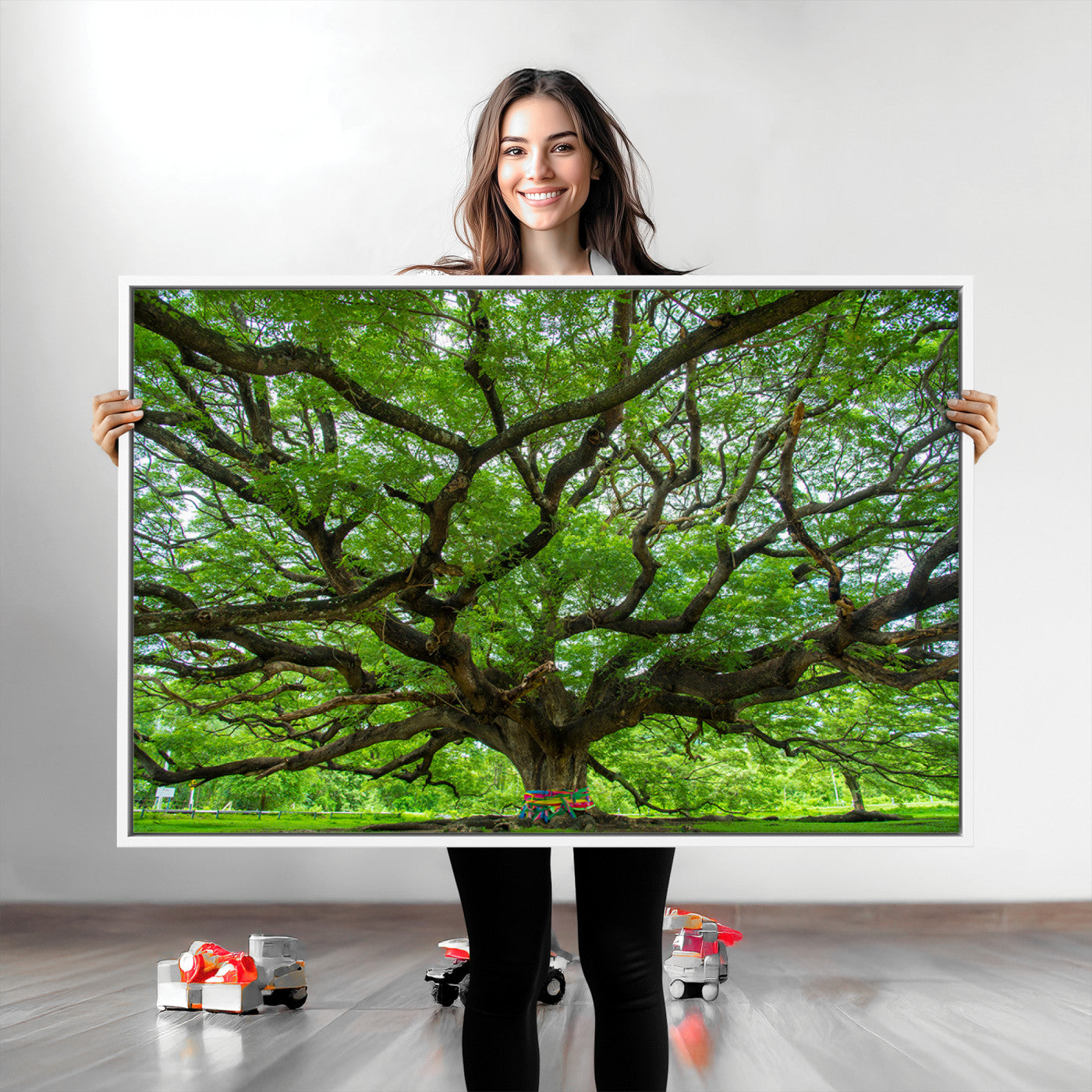 Angel Oak Tree Wall Art Canvas Print – Majestic Tree Landscape, Nature-Inspired Rustic Woodland Decor, Framed Artwork for Home, Office
