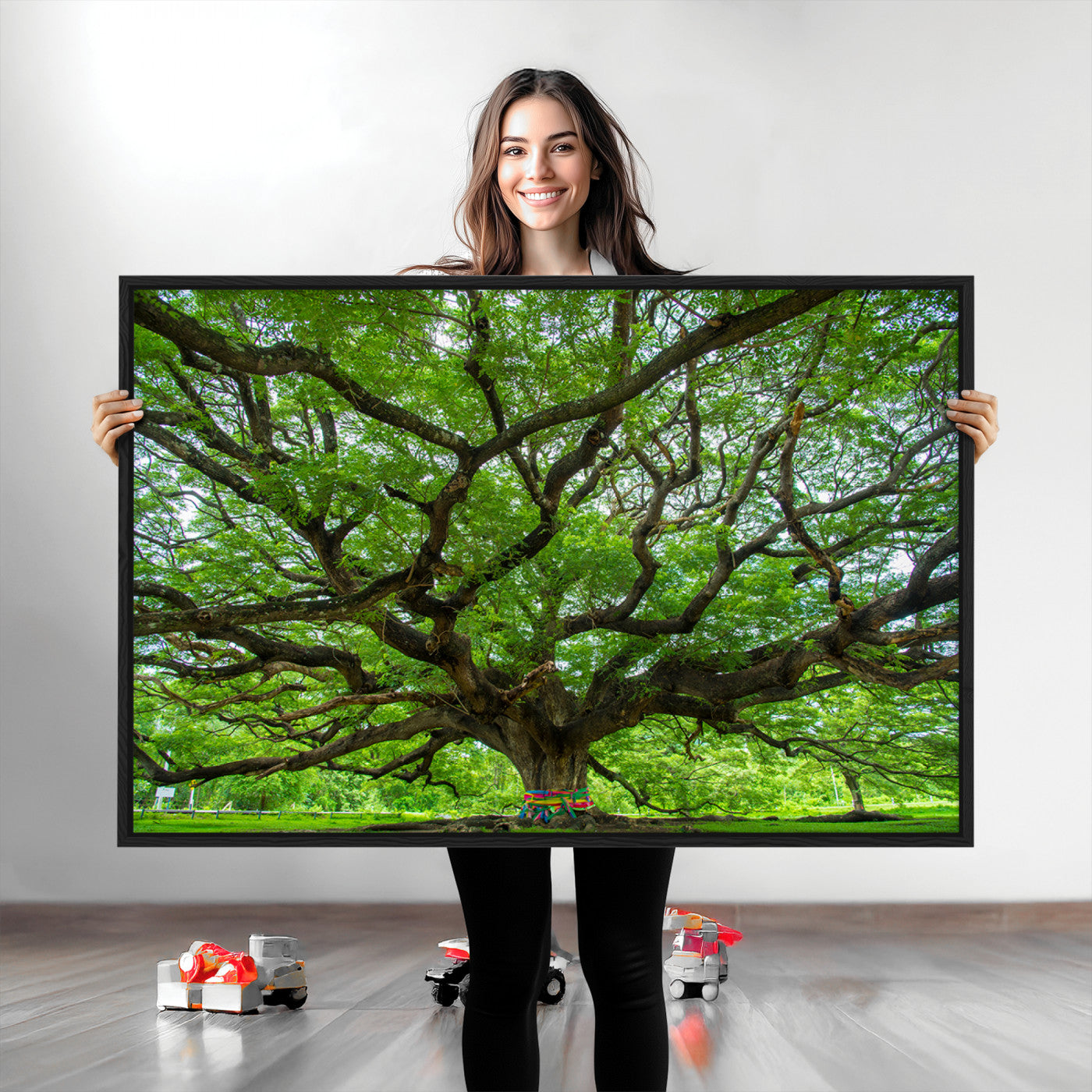 Angel Oak Tree Wall Art Canvas Print – Majestic Tree Landscape, Nature-Inspired Rustic Woodland Decor, Framed Artwork for Home, Office