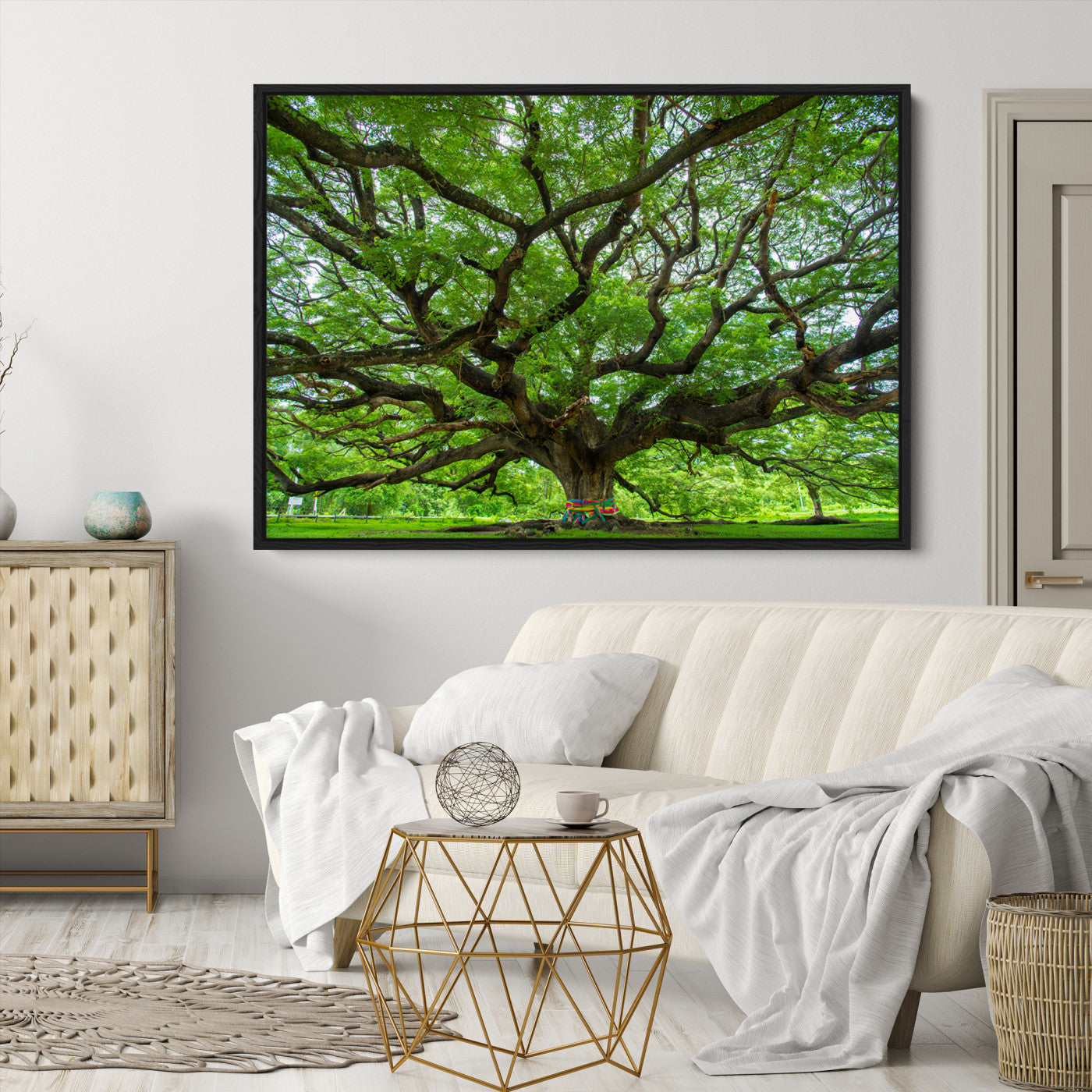 Angel Oak Tree Wall Art Canvas Print – Majestic Tree Landscape, Nature-Inspired Rustic Woodland Decor, Framed Artwork for Home, Office