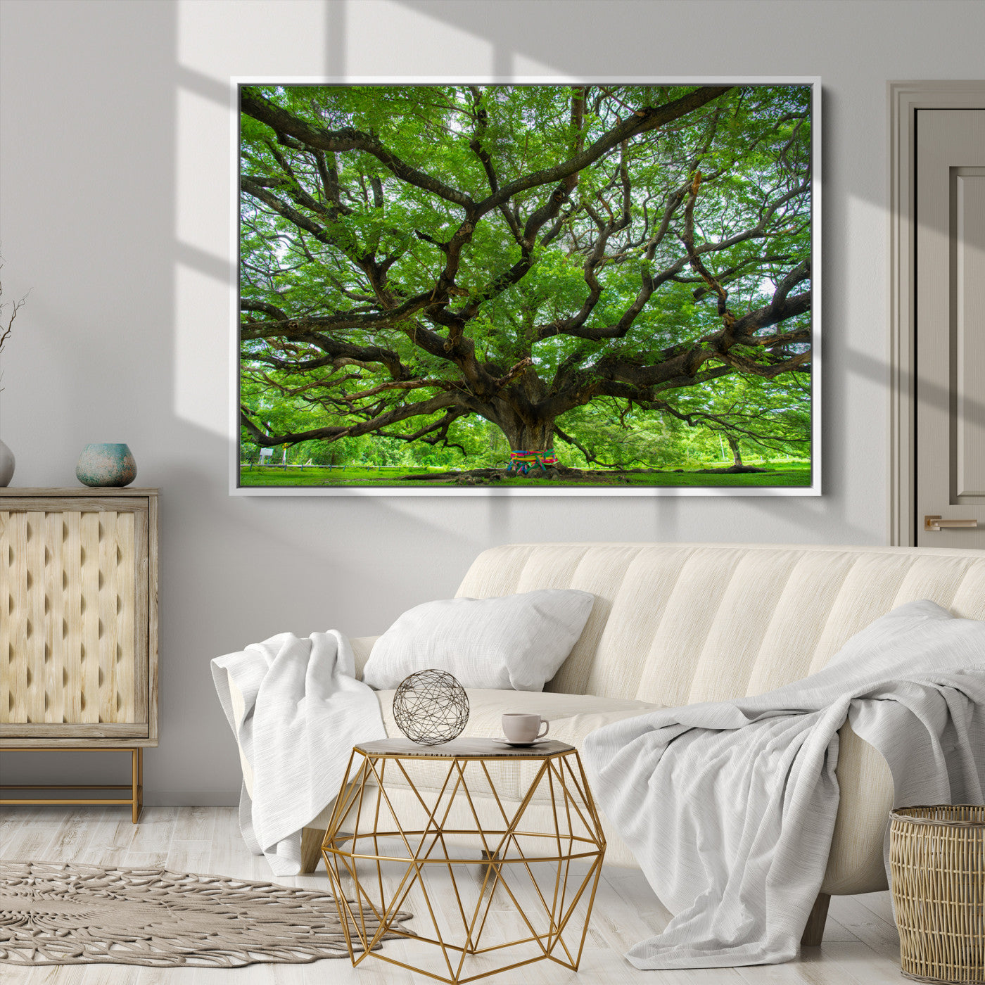 Angel Oak Tree Wall Art Canvas Print – Majestic Tree Landscape, Nature-Inspired Rustic Woodland Decor, Framed Artwork for Home, Office