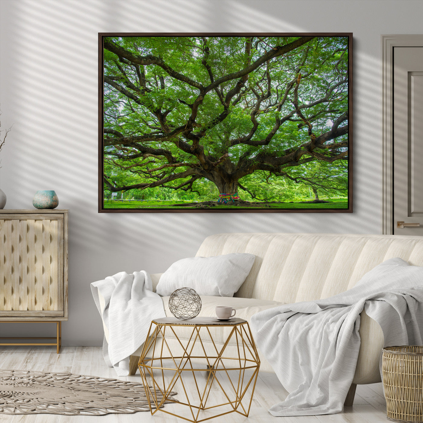 Angel Oak Tree Wall Art Canvas Print – Majestic Tree Landscape, Nature-Inspired Rustic Woodland Decor, Framed Artwork for Home, Office