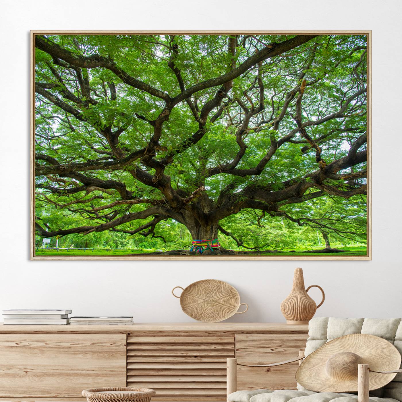 Angel Oak Tree Wall Art Canvas Print – Majestic Tree Landscape, Nature-Inspired Rustic Woodland Decor, Framed Artwork for Home, Office