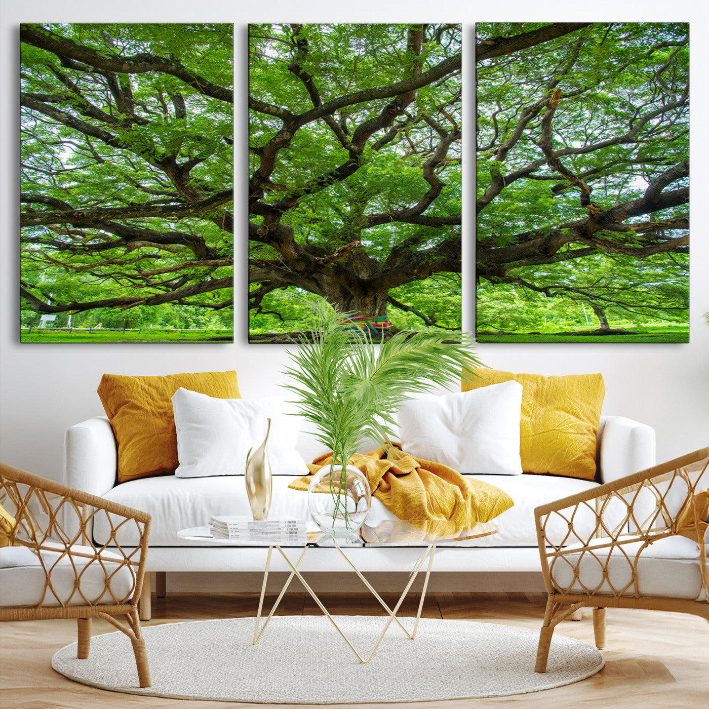 Angel Oak Tree Wall Art Canvas Print – Majestic Tree Landscape, Nature-Inspired Rustic Woodland Decor, Framed Artwork for Home, Office
