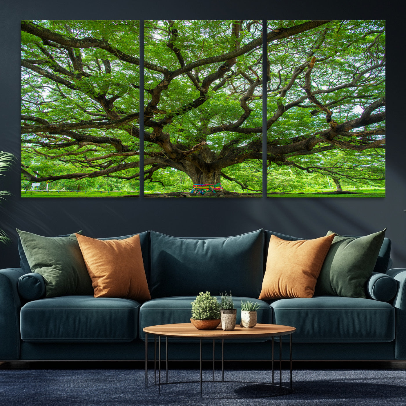 16118389-MGV-CV-36X24-Angel Oak Tree Wall Art Canvas Print – Majestic Tree Landscape, Nature-Inspired Rustic Woodland Decor, Framed Artwork for Home, Office