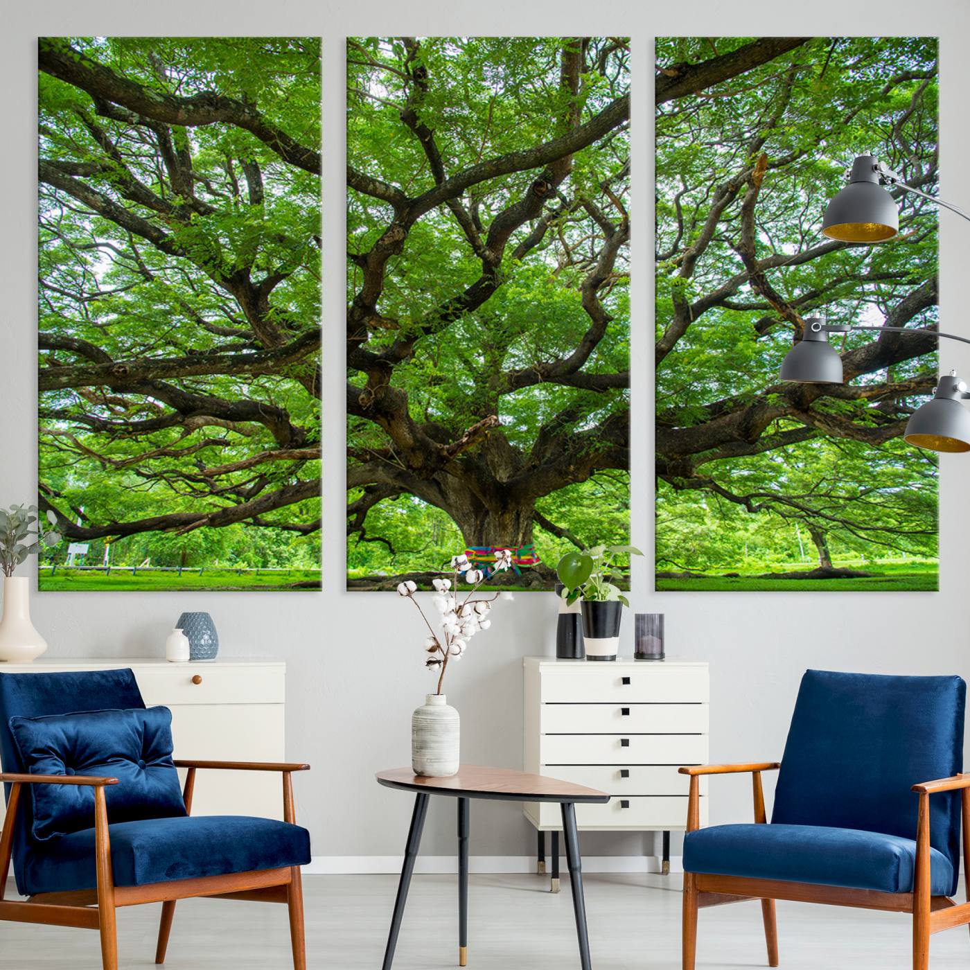 16118389-MGV-CV-36X24-Angel Oak Tree Wall Art Canvas Print – Majestic Tree Landscape, Nature-Inspired Rustic Woodland Decor, Framed Artwork for Home, Office