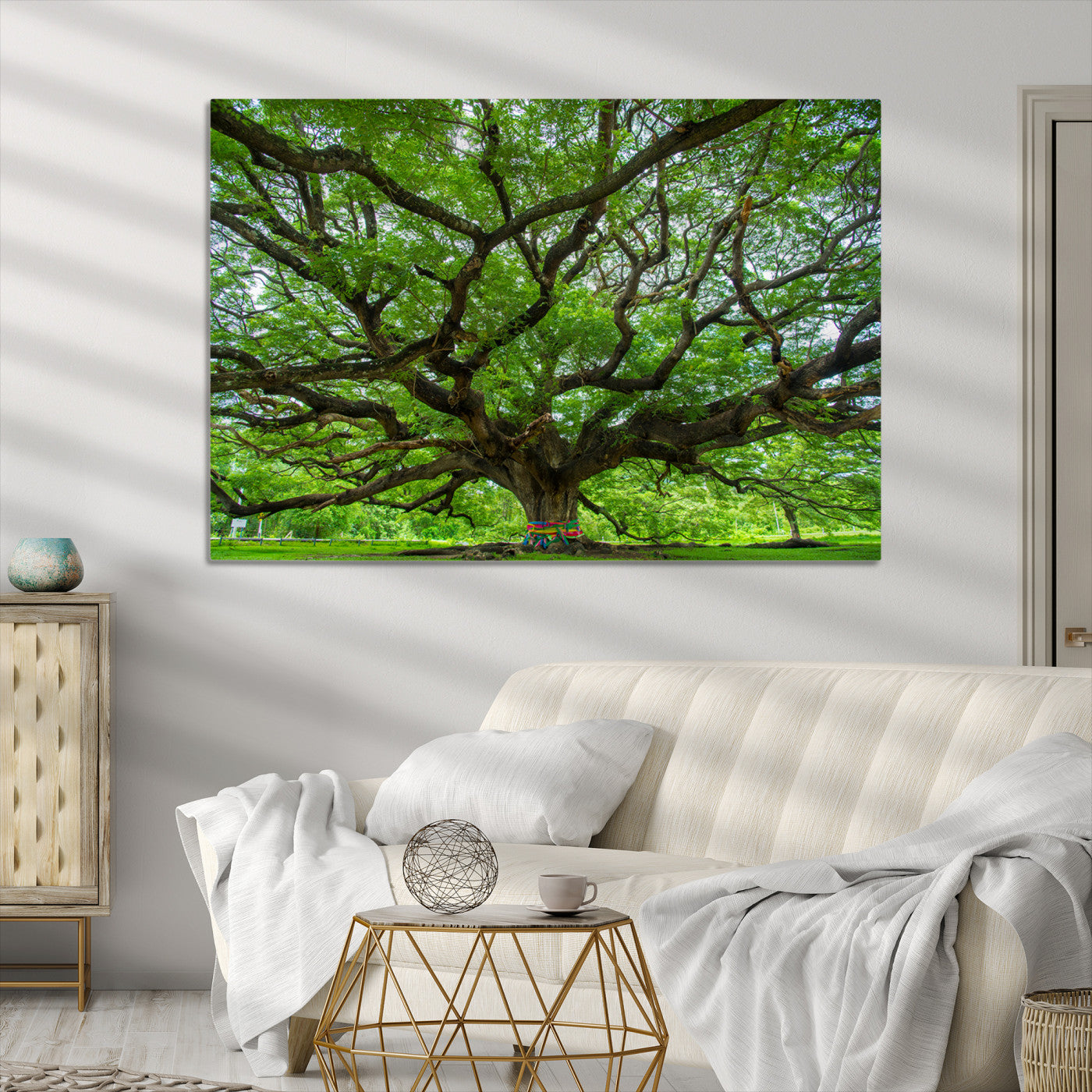 Angel Oak Tree Wall Art Canvas Print – Majestic Tree Landscape, Nature-Inspired Rustic Woodland Decor, Framed Artwork for Home, Office