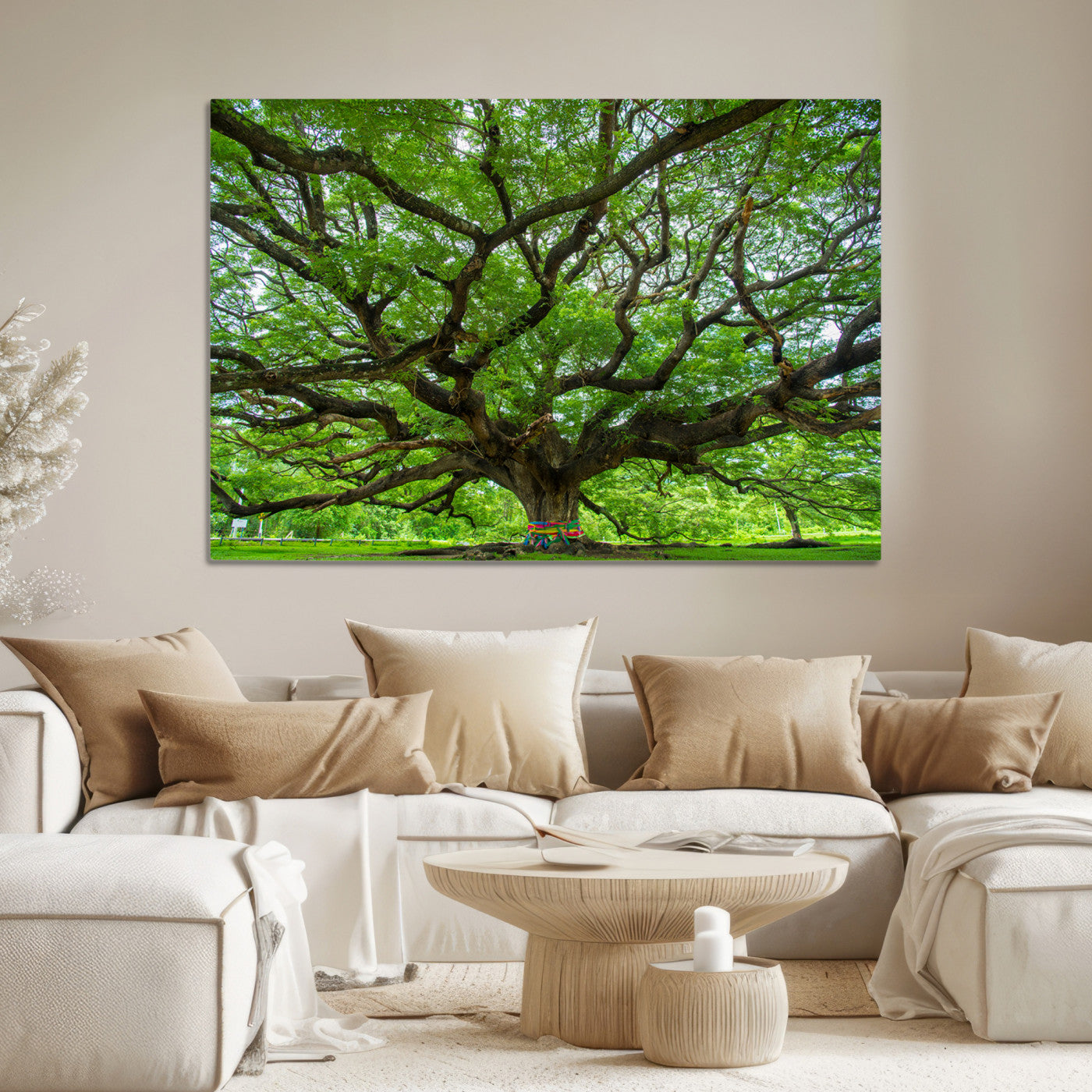 Angel Oak Tree Wall Art Canvas Print – Majestic Tree Landscape, Nature-Inspired Rustic Woodland Decor, Framed Artwork for Home, Office