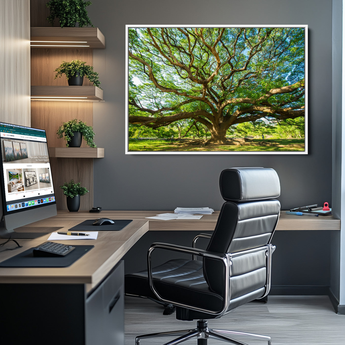 Angel Oak Tree Wall Art | Oak Canvas Print | Multi Panel Landscape Wall Art | Ready to Hang Wall Art for Living Room
