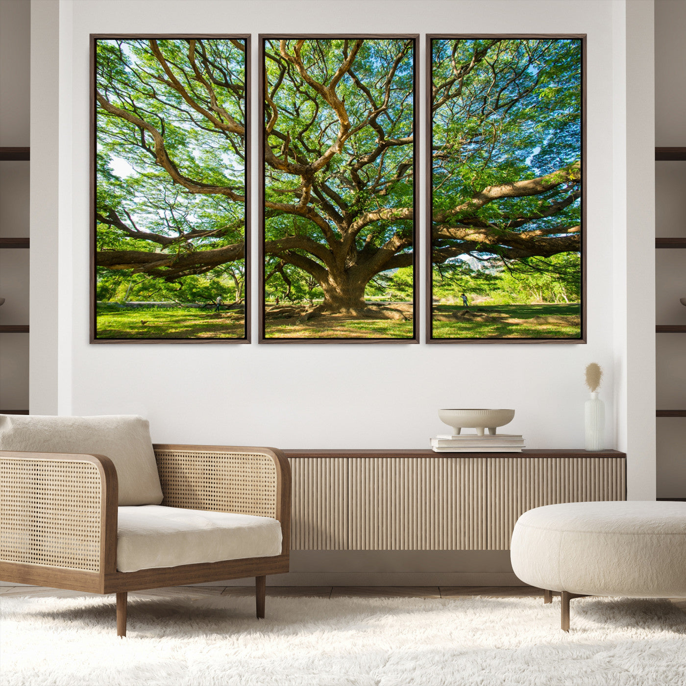 70569-MGV-FC-48X32-3P-Angel Oak Tree Wall Art | Oak Canvas Print | Multi Panel Landscape Wall Art | Ready to Hang Wall Art for Living Room