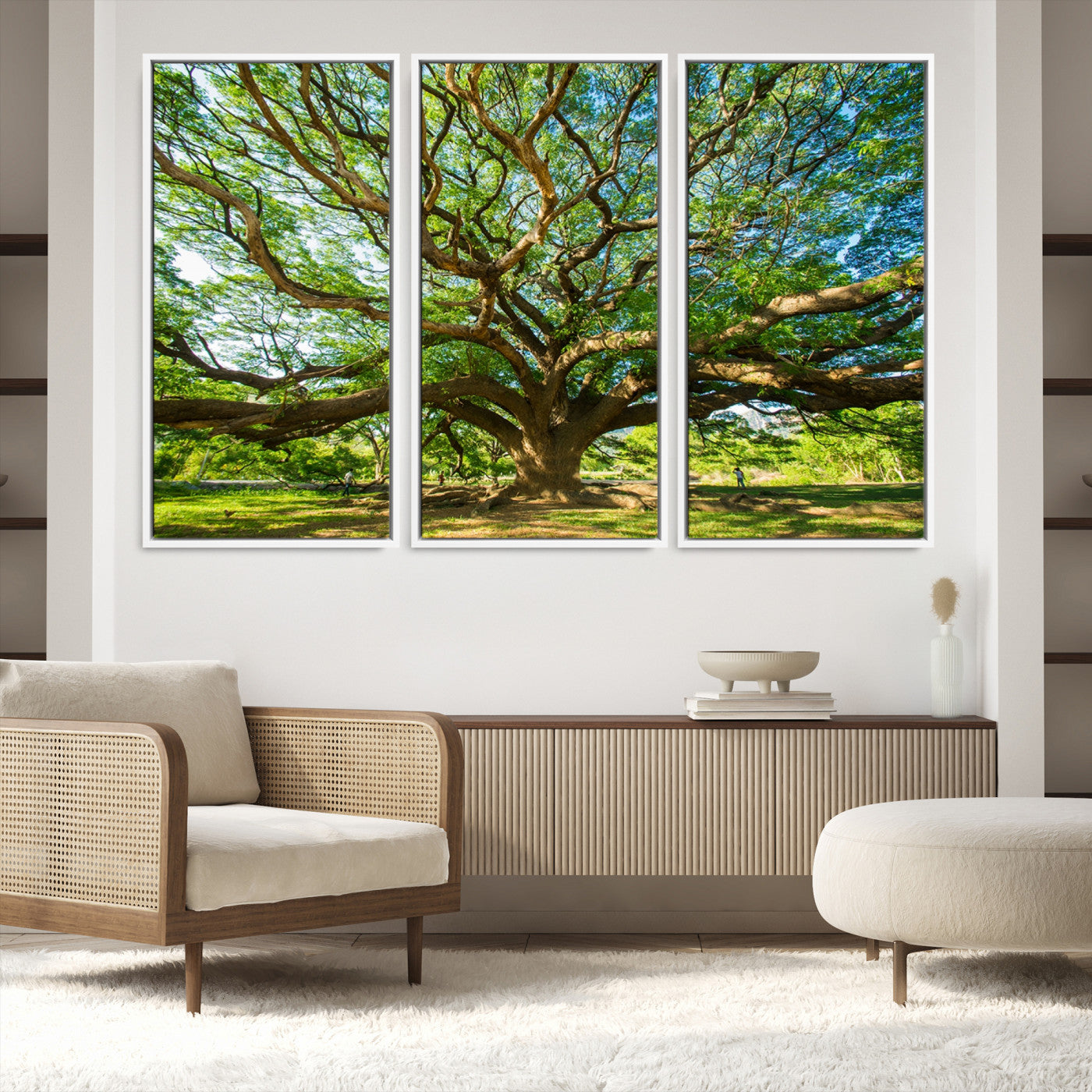 70569-MGV-FC-48X32-3P-Angel Oak Tree Wall Art | Oak Canvas Print | Multi Panel Landscape Wall Art | Ready to Hang Wall Art for Living Room