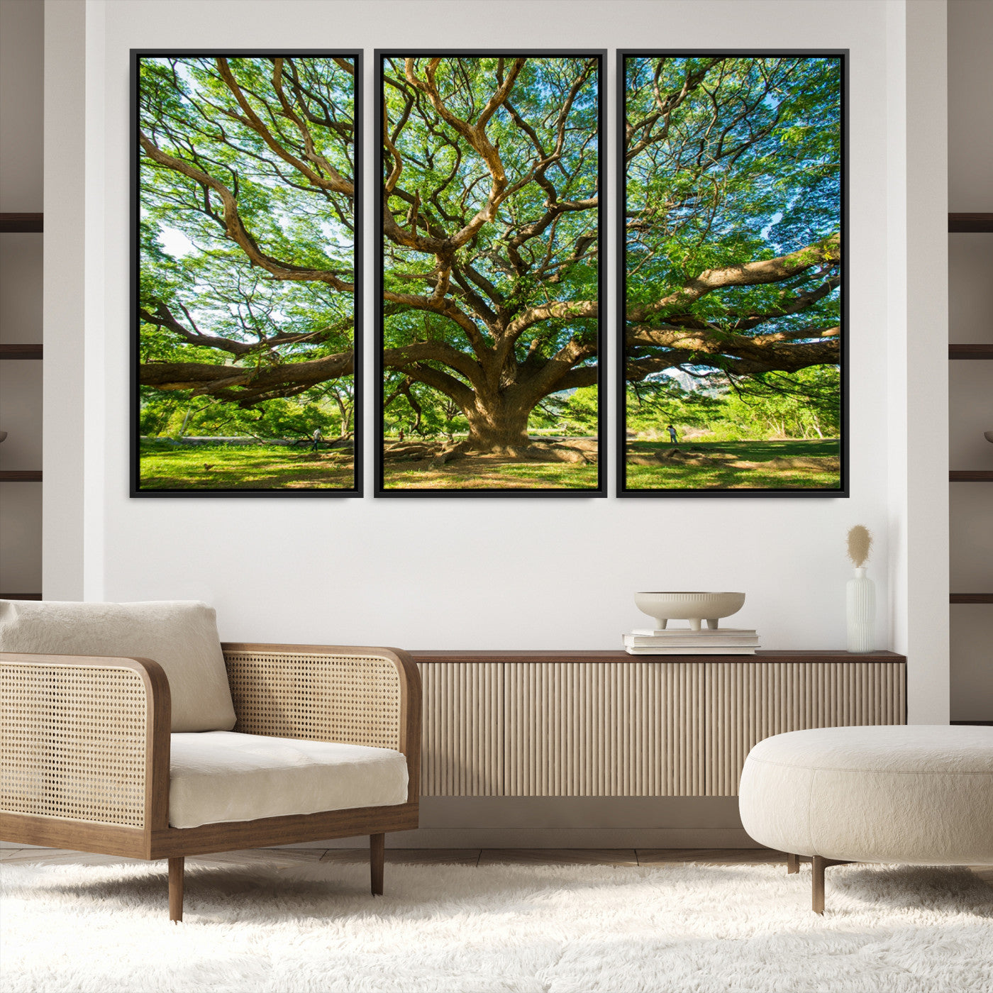 70569-MGV-FC-48X32-3P-Angel Oak Tree Wall Art | Oak Canvas Print | Multi Panel Landscape Wall Art | Ready to Hang Wall Art for Living Room