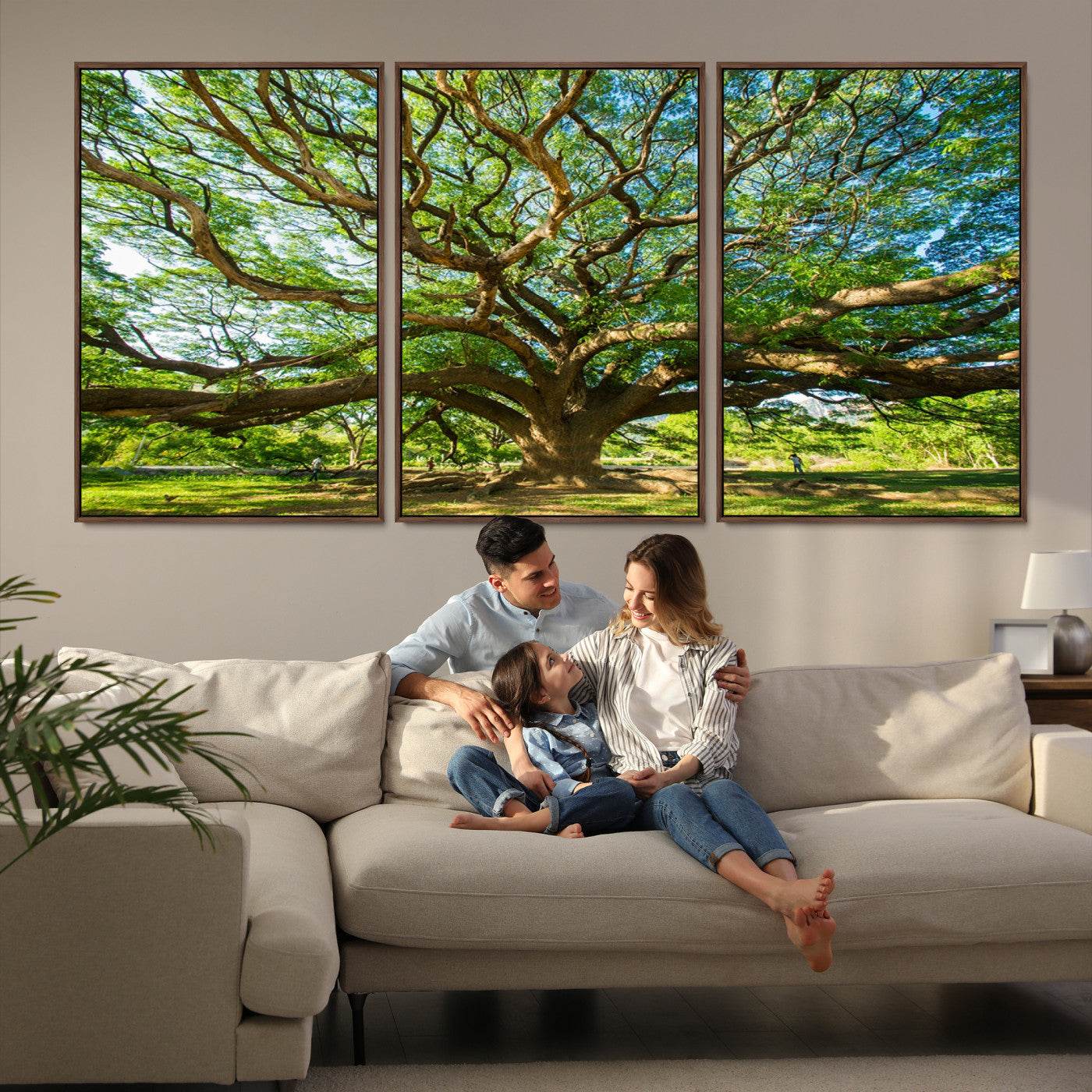 70569-MGV-FC-60X30-3P-Angel Oak Tree Wall Art | Oak Canvas Print | Multi Panel Landscape Wall Art | Ready to Hang Wall Art for Living Room