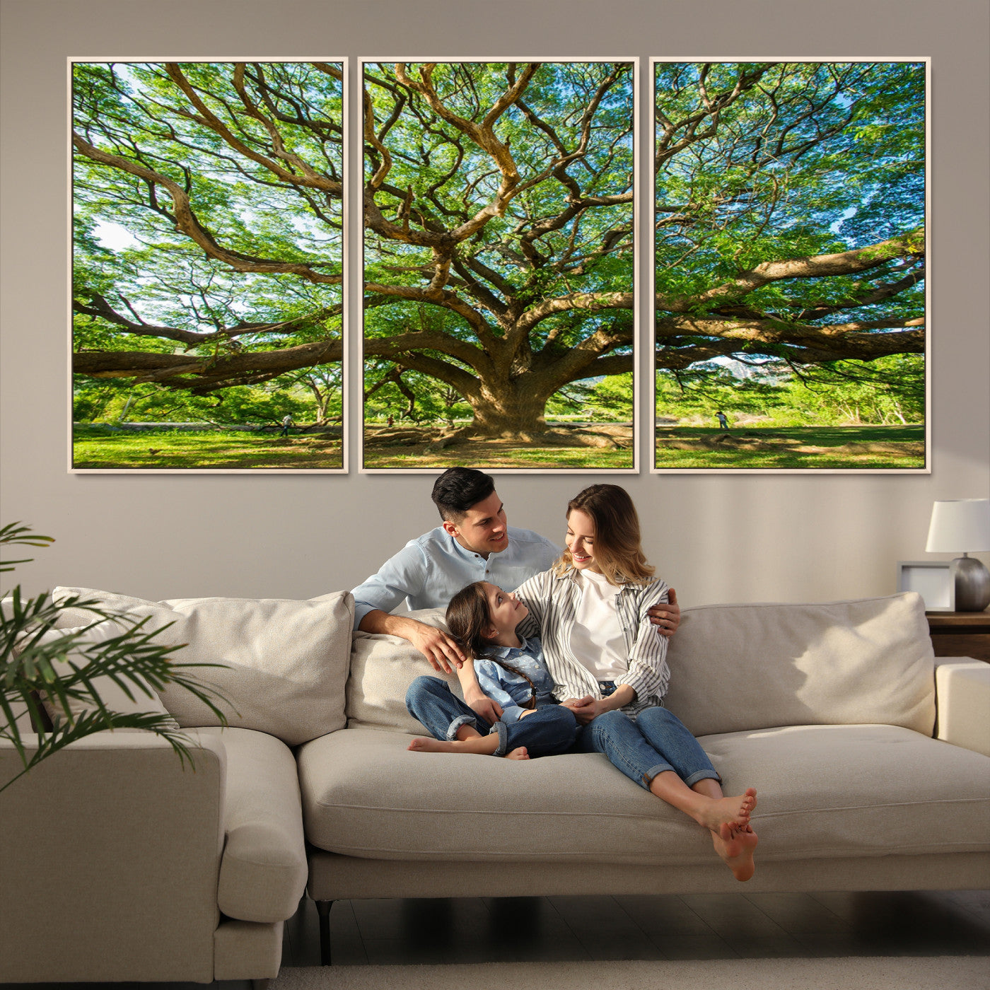 70569-MGV-FC-60X30-3P-Angel Oak Tree Wall Art | Oak Canvas Print | Multi Panel Landscape Wall Art | Ready to Hang Wall Art for Living Room