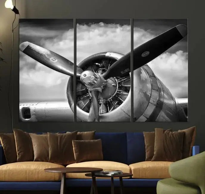 Antique War Airplane Wall Art Canvas Print 