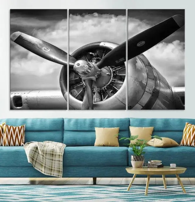 Antique War Airplane Wall Art Canvas Print 