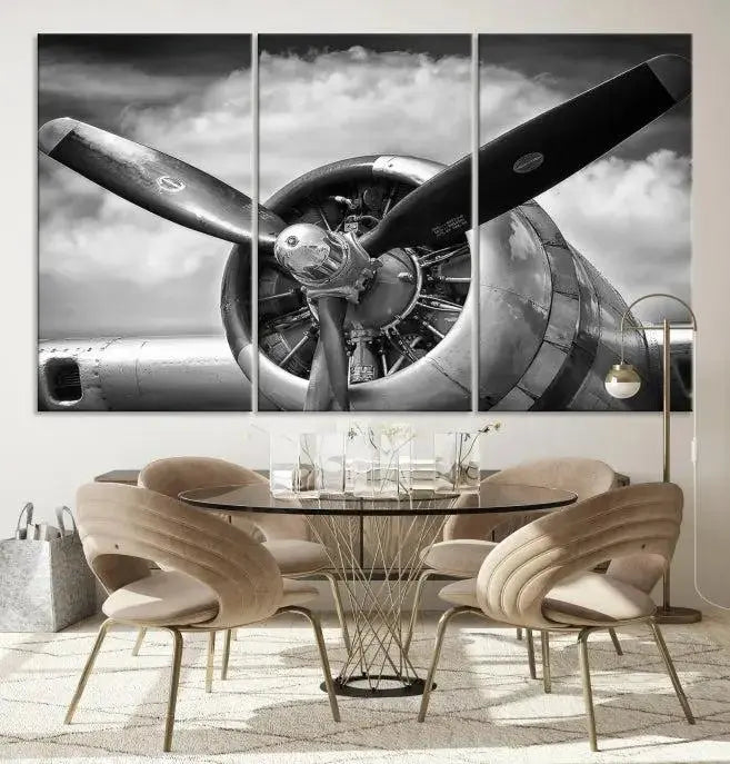 Antique War Airplane Wall Art Canvas Print 