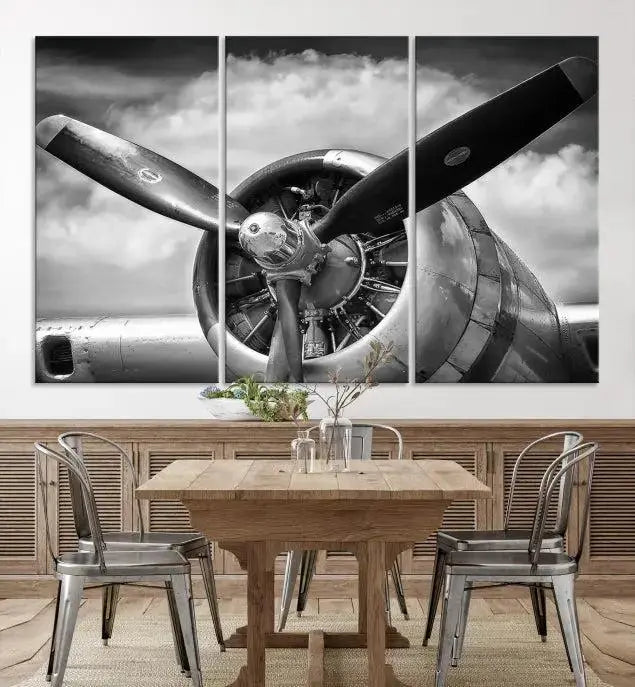 Antique War Airplane Wall Art Canvas Print 