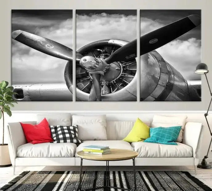 Antique War Airplane Wall Art Canvas Print 