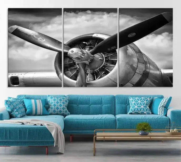 Antique War Airplane Wall Art Canvas Print 