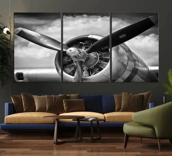 Antique War Airplane Wall Art Canvas Print 