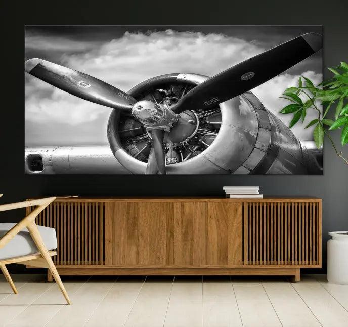 Antique War Airplane Wall Art Canvas Print 