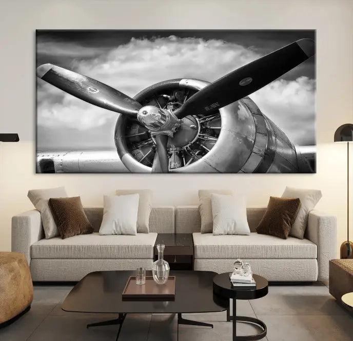 Antique War Airplane Wall Art Canvas Print 