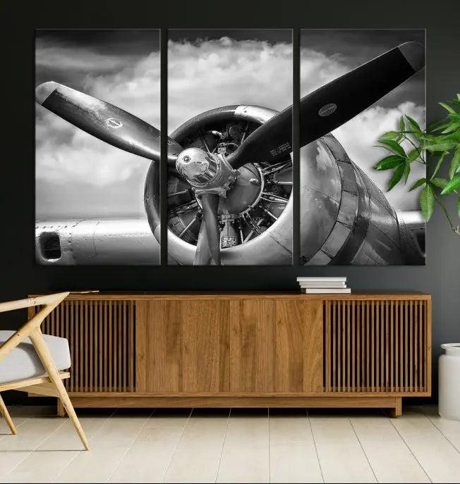 Antique War Airplane Wall Art Canvas Print 