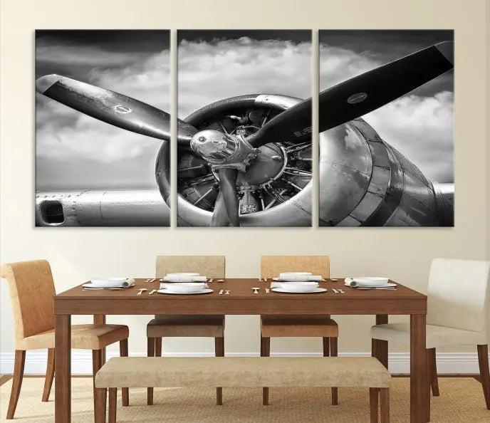 Antique War Airplane Wall Art Canvas Print 