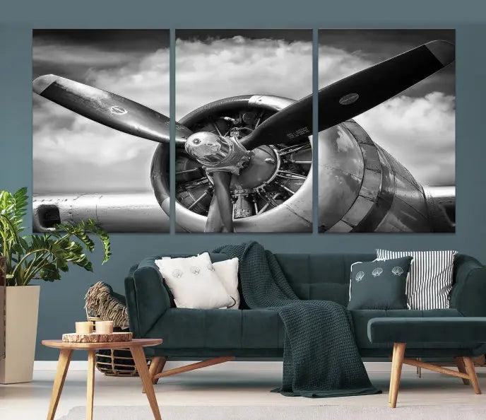 Antique War Airplane Wall Art Canvas Print 