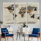 Antique World Map Canvas Print - Detailed Vintage World Map Art Print for Travel Lovers, Giclee Print, Unique Wall Decor
