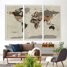 Antique World Map Canvas Print - Detailed Vintage World Map Art Print for Travel Lovers, Giclee Print, Unique Wall Decor