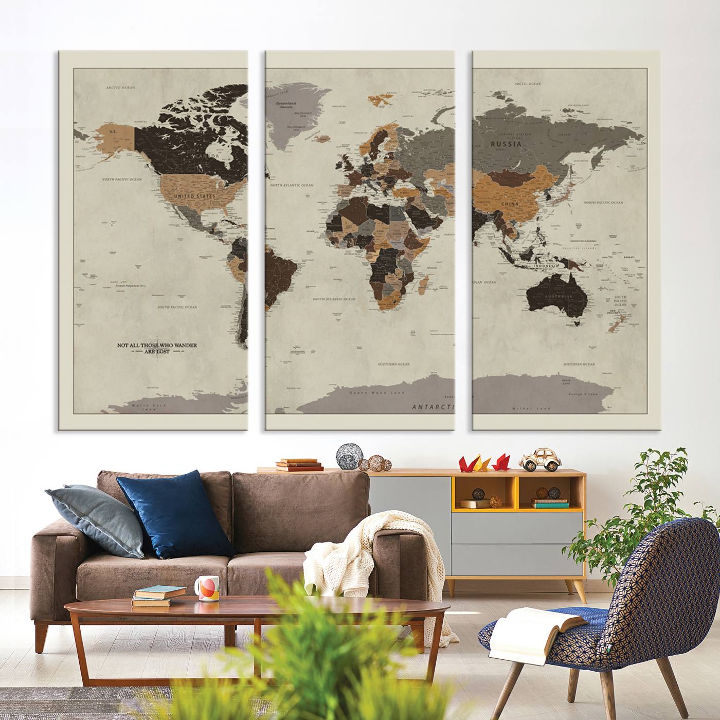 Antique World Map Canvas Print - Detailed Vintage World Map Art Print for Travel Lovers, Giclee Print, Unique Wall Decor
