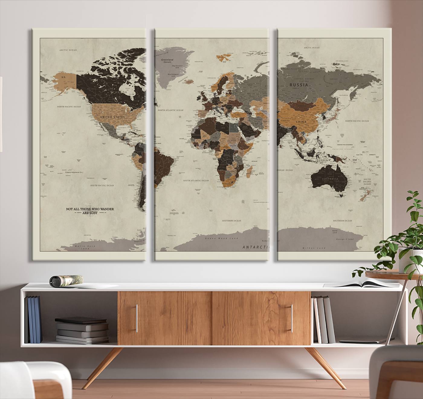 Antique World Map Canvas Print - Detailed Vintage World Map Art Print for Travel Lovers, Giclee Print, Unique Wall Decor