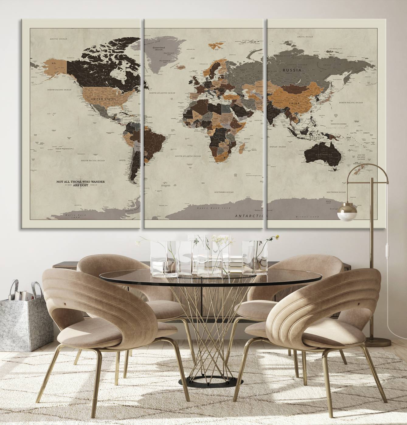 Antique World Map Canvas Print - Detailed Vintage World Map Art Print for Travel Lovers, Giclee Print, Unique Wall Decor