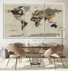 Antique World Map Canvas Print - Detailed Vintage World Map Art Print for Travel Lovers, Giclee Print, Unique Wall Decor