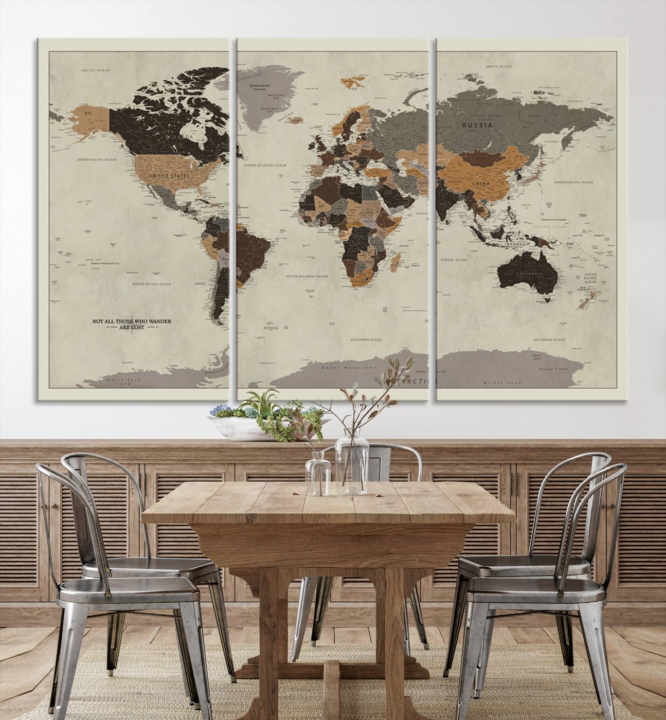 Antique World Map Canvas Print - Detailed Vintage World Map Art Print for Travel Lovers, Giclee Print, Unique Wall Decor
