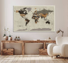 Antique World Map Canvas Print - Detailed Vintage World Map Art Print for Travel Lovers, Giclee Print, Unique Wall Decor