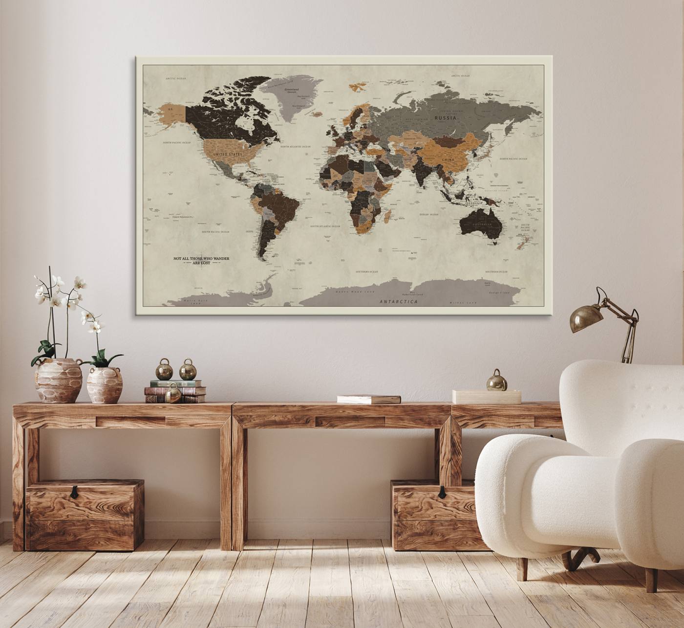 Antique World Map Canvas Print - Detailed Vintage World Map Art Print for Travel Lovers, Giclee Print, Unique Wall Decor