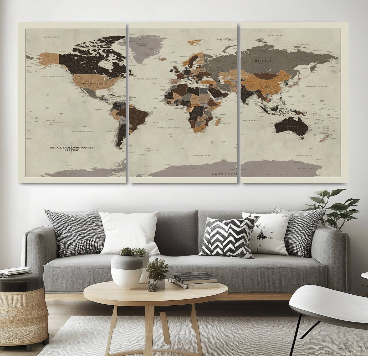 Antique World Map Canvas Print - Detailed Vintage World Map Art Print for Travel Lovers, Giclee Print, Unique Wall Decor