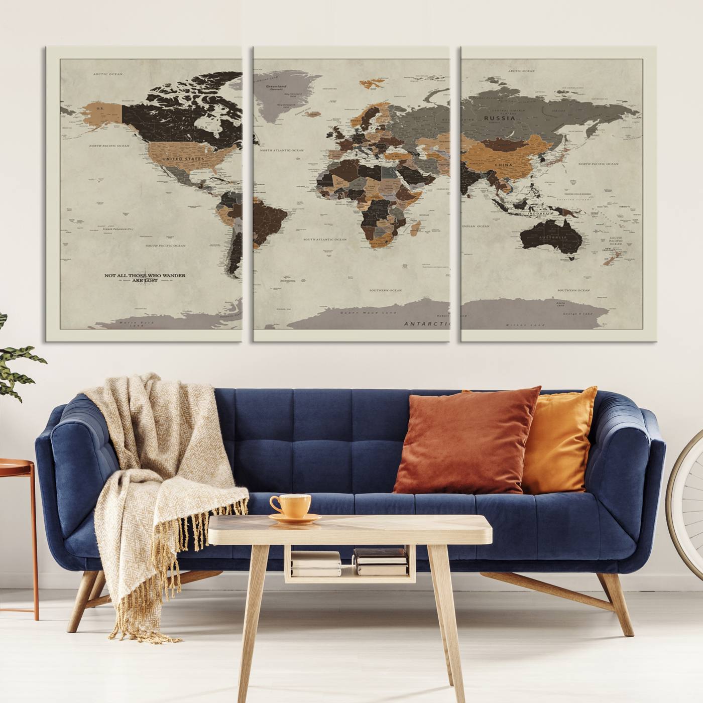 Antique World Map Canvas Print - Detailed Vintage World Map Art Print for Travel Lovers, Giclee Print, Unique Wall Decor