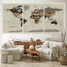 Antique World Map Canvas Print - Detailed Vintage World Map Art Print for Travel Lovers, Giclee Print, Unique Wall Decor